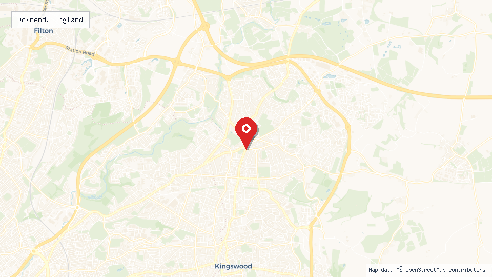 Street map of Downend, England with location pin