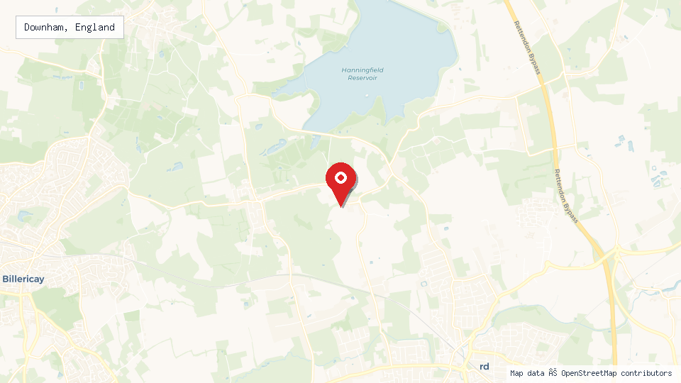 Street map of Downham, England with location pin