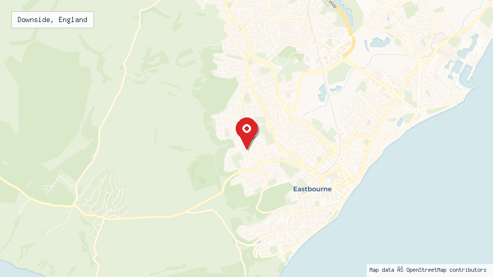 Street map of Downside, England with location pin