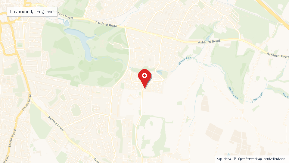 Street map of Downswood, England with location pin