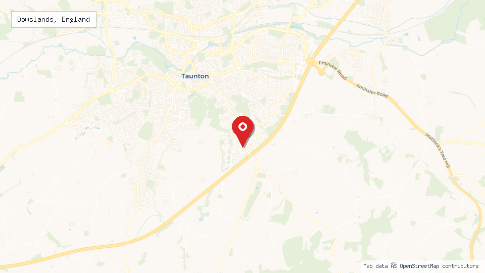 Street map of Dowslands, England with location pin