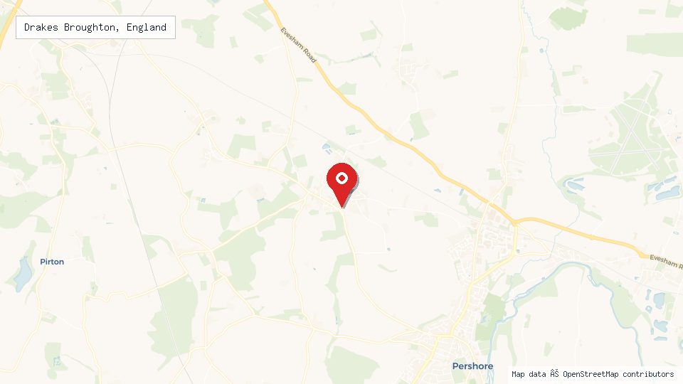 Street map of Drakes Broughton, England with location pin