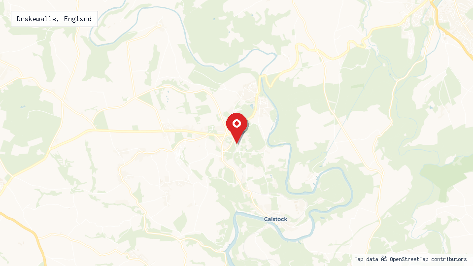 Street map of Drakewalls, England with location pin