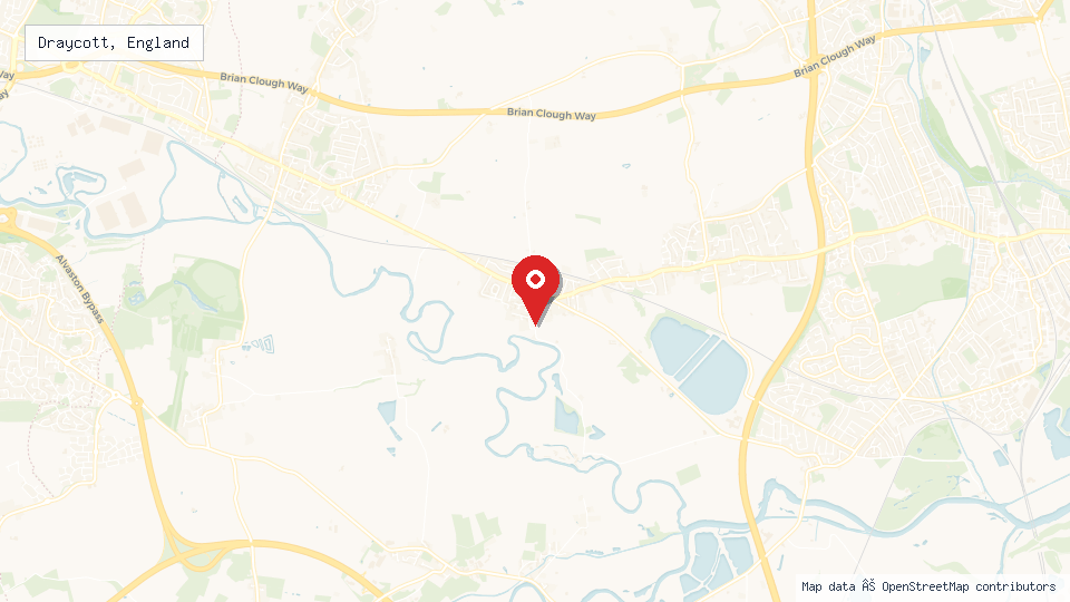 Street map of Draycott, England with location pin
