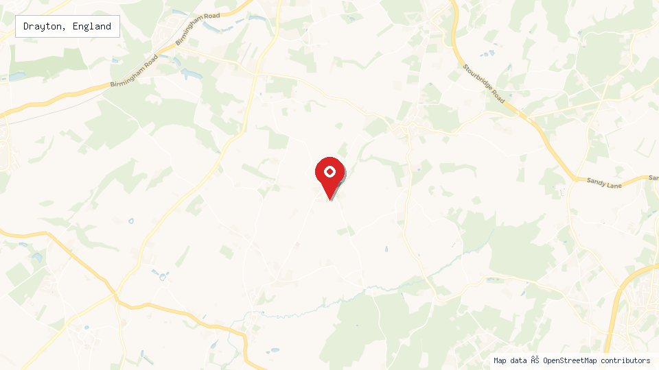 Street map of Drayton, England with location pin