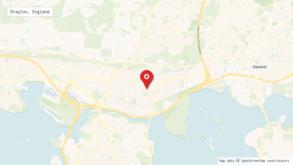 Street map of Drayton, England with location pin