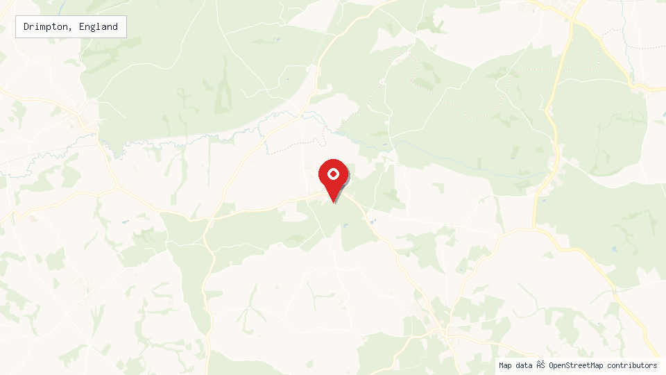 Street map of Drimpton, England with location pin