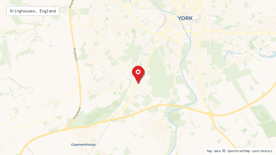 Street map of Dringhouses, England with location pin
