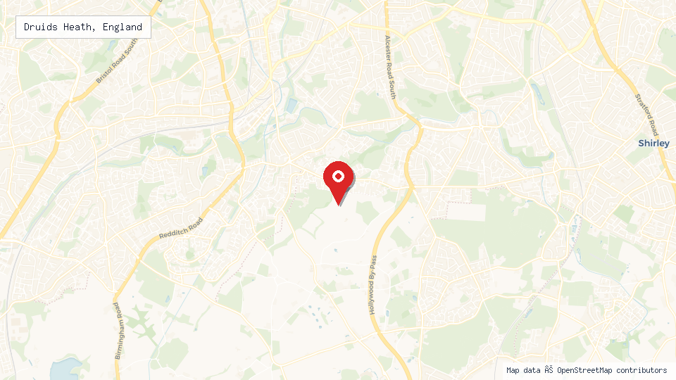 Street map of Druids Heath, England with location pin