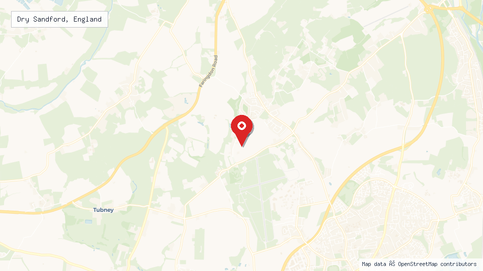 Street map of Dry Sandford, England with location pin
