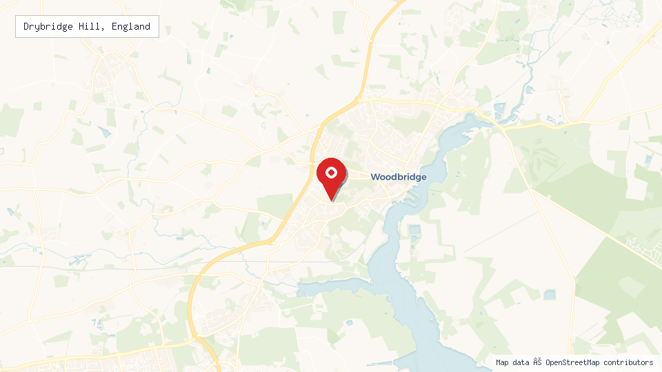 Street map of Drybridge Hill, England with location pin