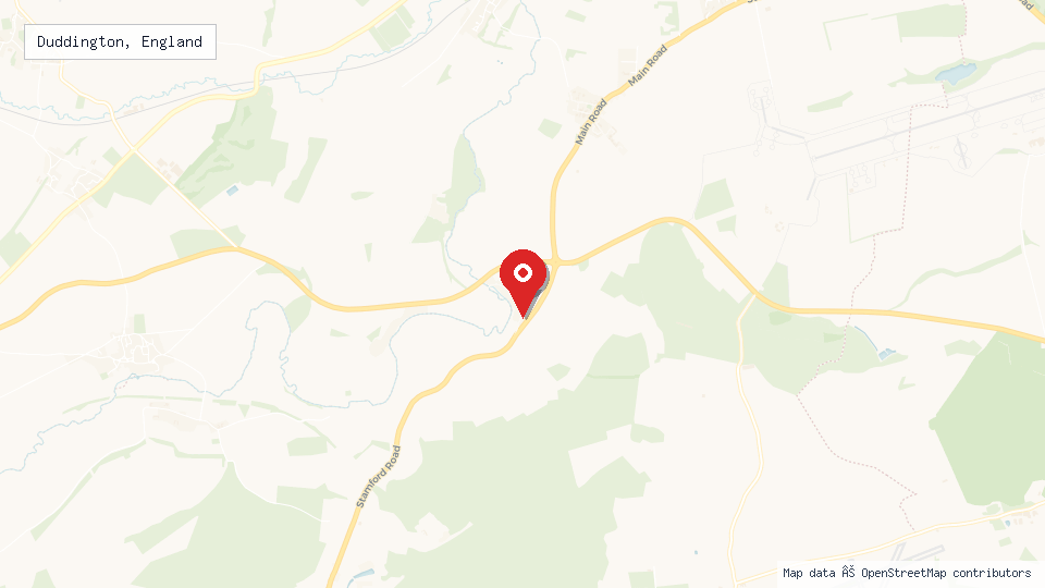 Street map of Duddington, England with location pin