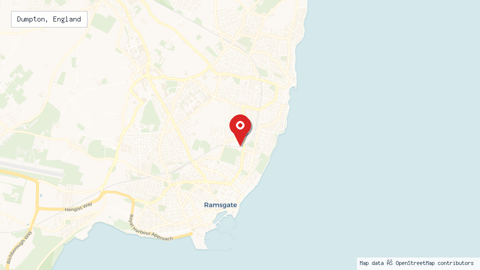 Street map of Dumpton, England with location pin