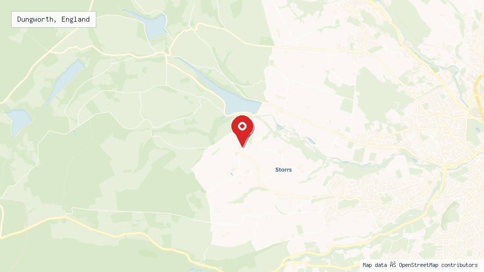 Street map of Dungworth, England with location pin