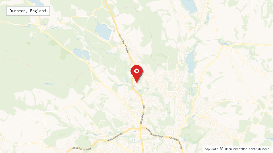 Street map of Dunscar, England with location pin