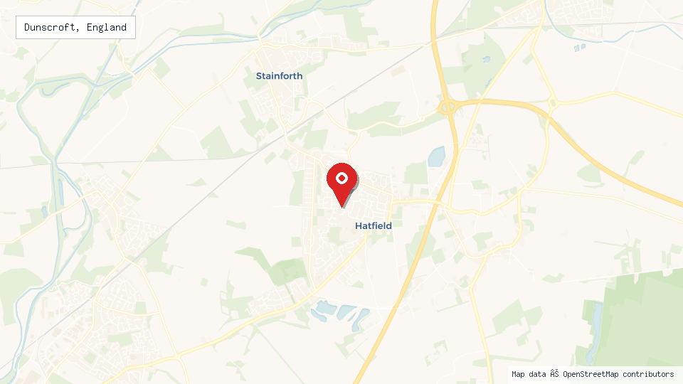 Street map of Dunscroft, England with location pin