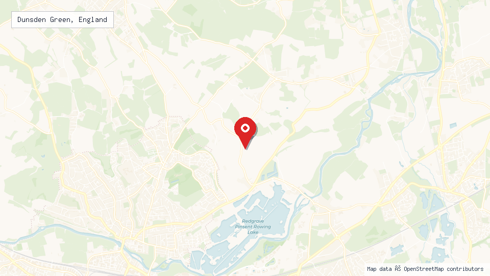 Street map of Dunsden Green, England with location pin