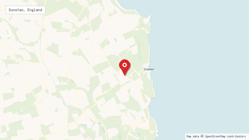 Street map of Dunstan, England with location pin