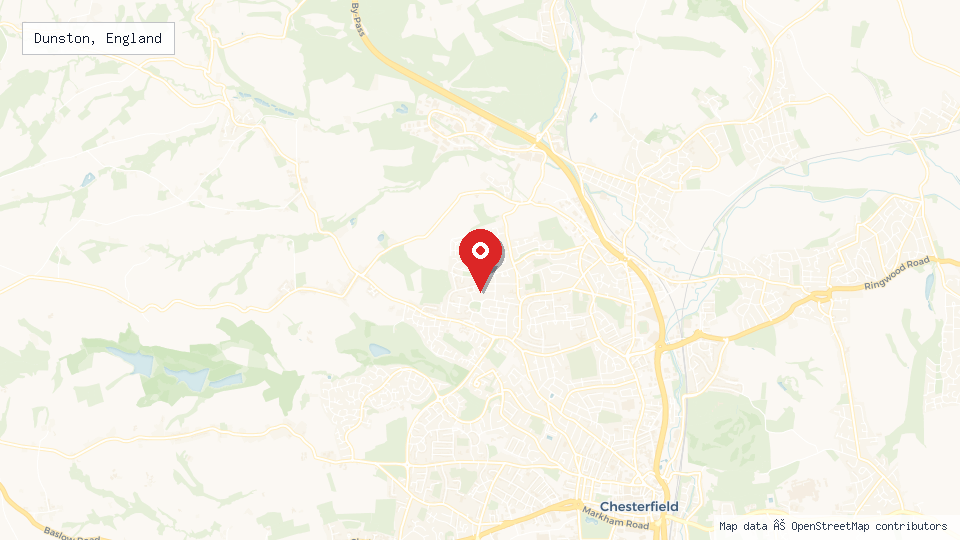 Street map of Dunston, England with location pin