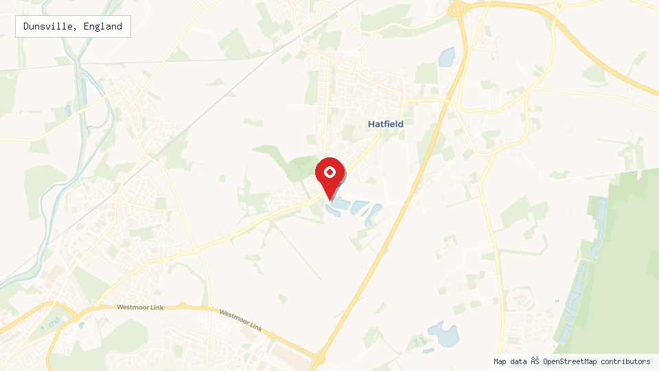 Street map of Dunsville, England with location pin
