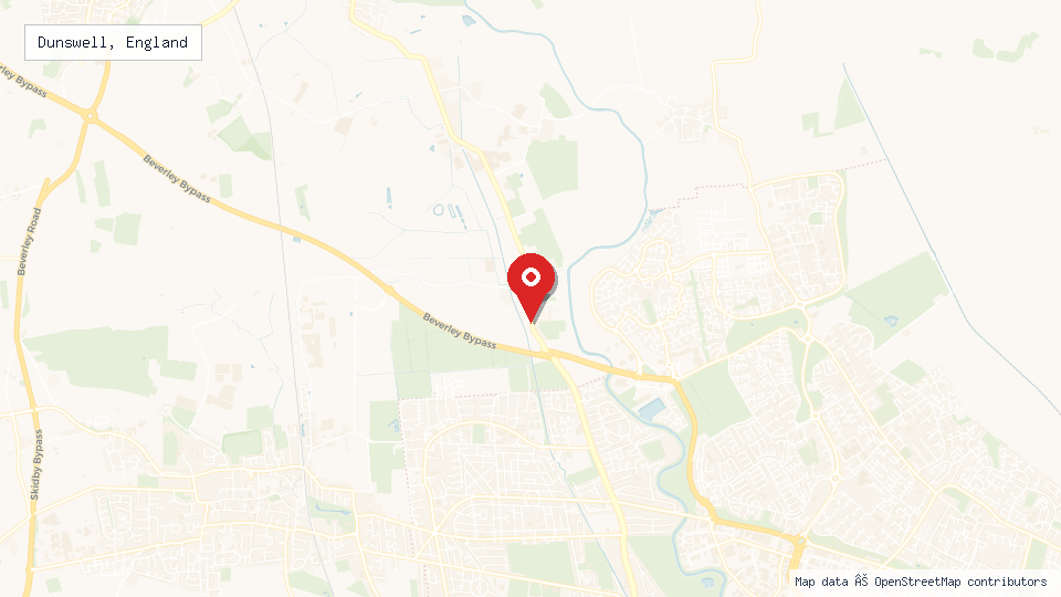 Street map of Dunswell, England with location pin