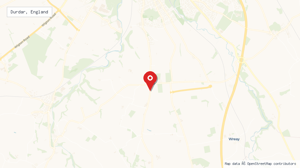 Street map of Durdar, England with location pin