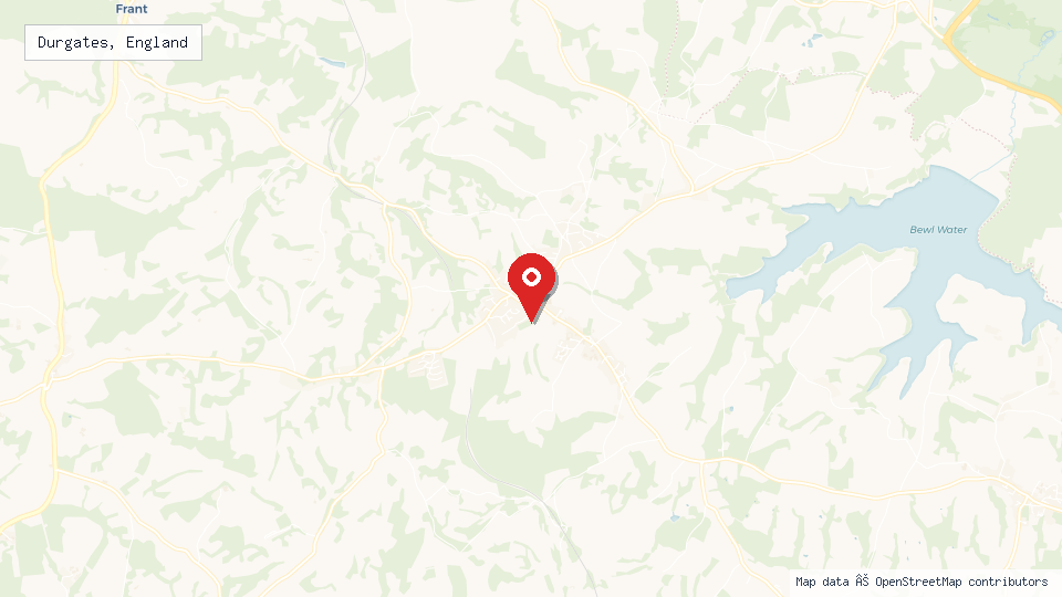 Street map of Durgates, England with location pin