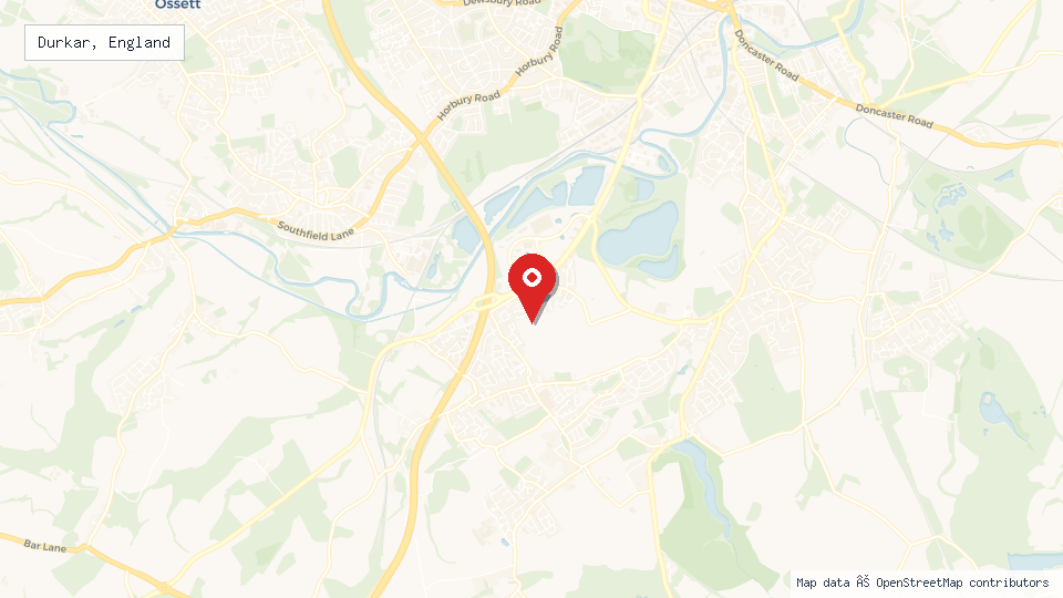 Street map of Durkar, England with location pin