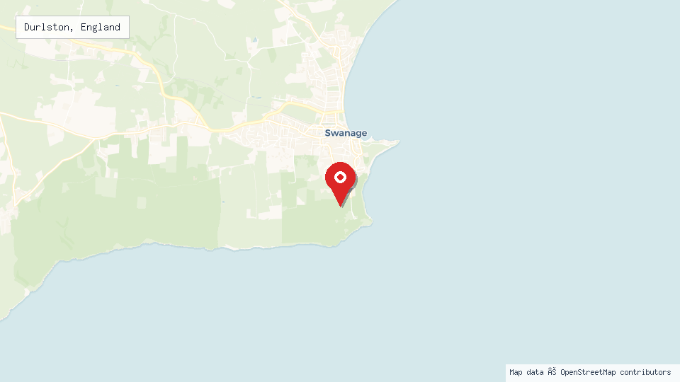 Street map of Durlston, England with location pin