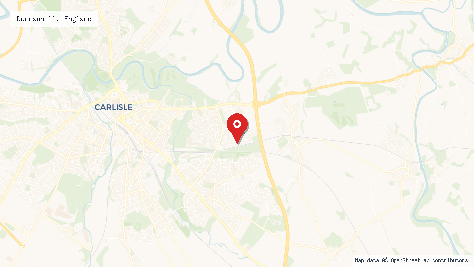 Street map of Durranhill, England with location pin