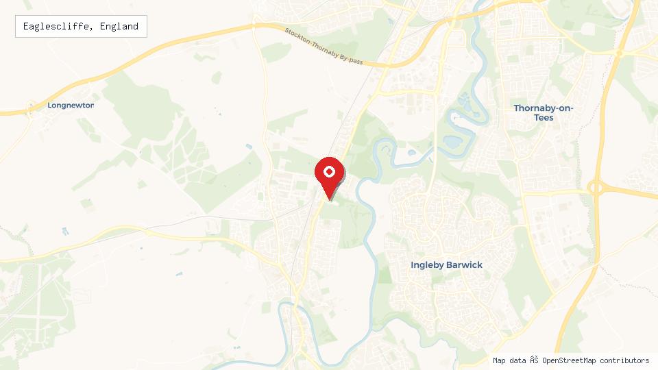 Street map of Eaglescliffe, England with location pin