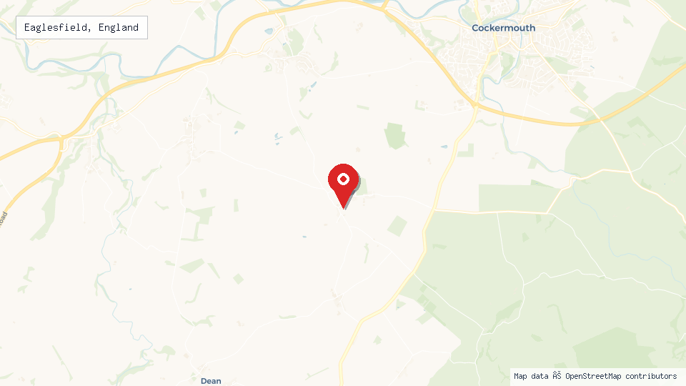 Street map of Eaglesfield, England with location pin