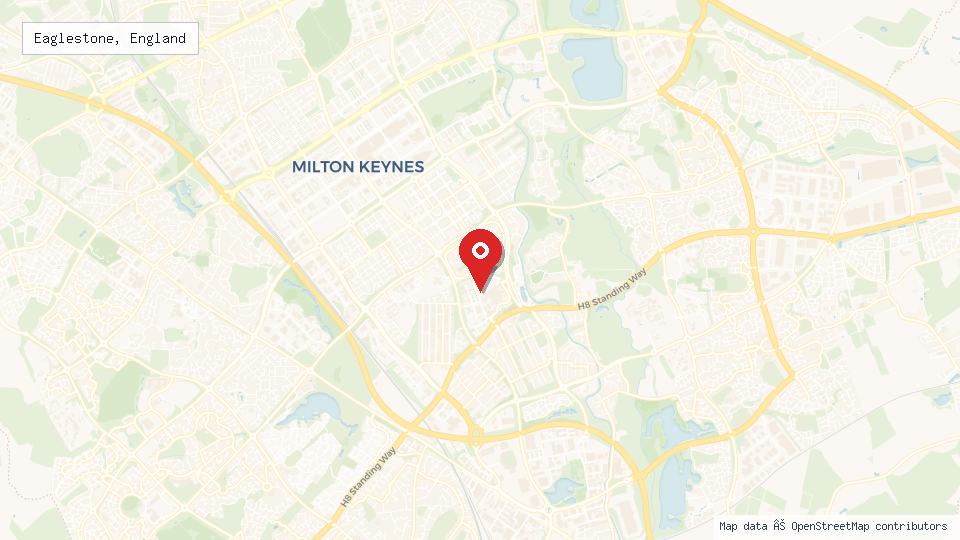 Street map of Eaglestone, England with location pin