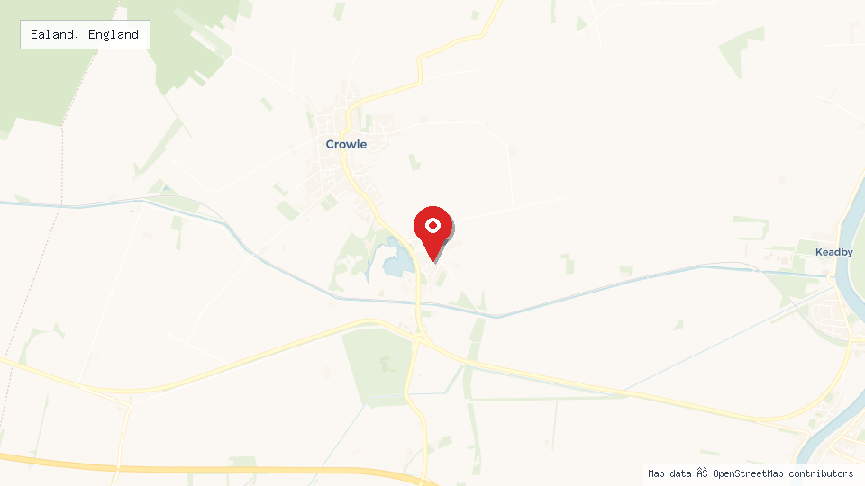 Street map of Ealand, England with location pin