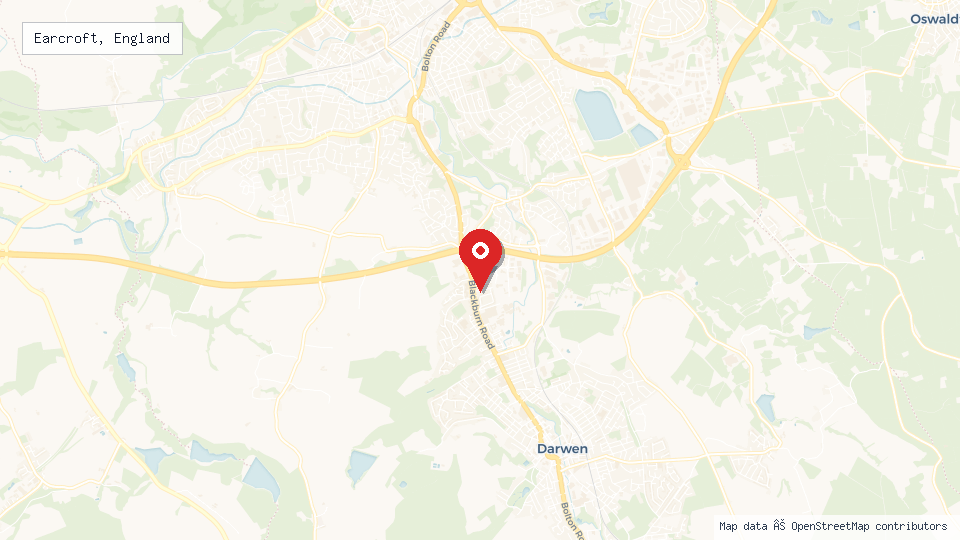 Street map of Earcroft, England with location pin