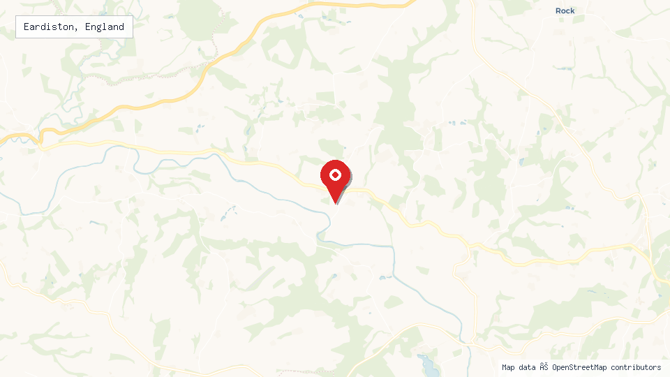 Street map of Eardiston, England with location pin