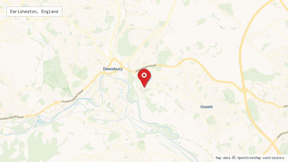 Street map of Earlsheaton, England with location pin