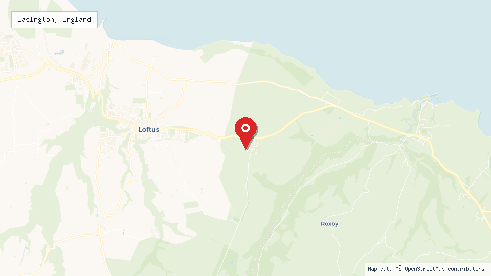 Street map of Easington, England with location pin