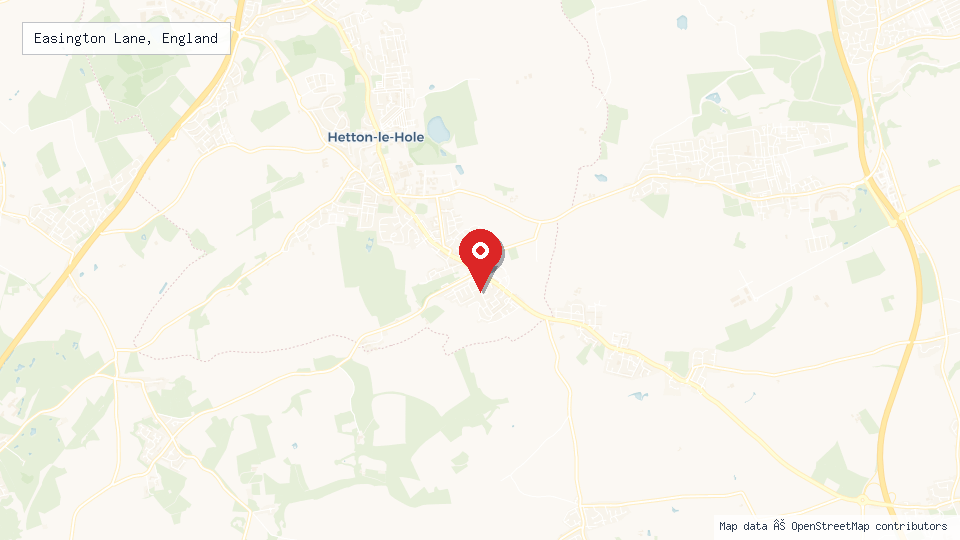 Street map of Easington Lane, England with location pin