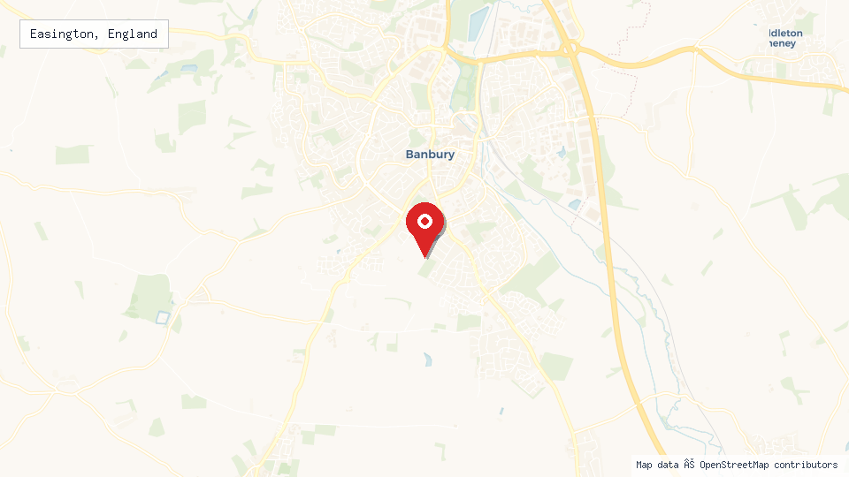 Street map of Easington, England with location pin