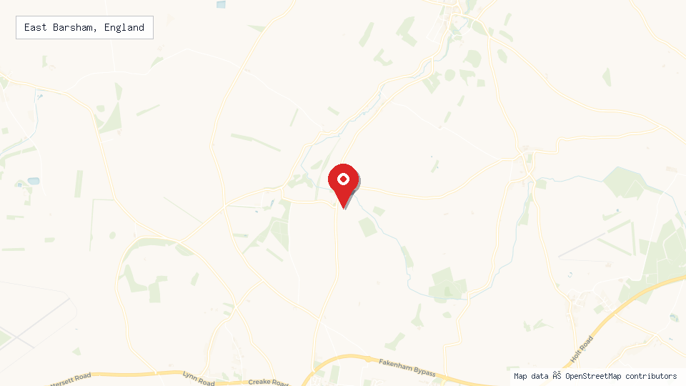 Street map of East Barsham, England with location pin