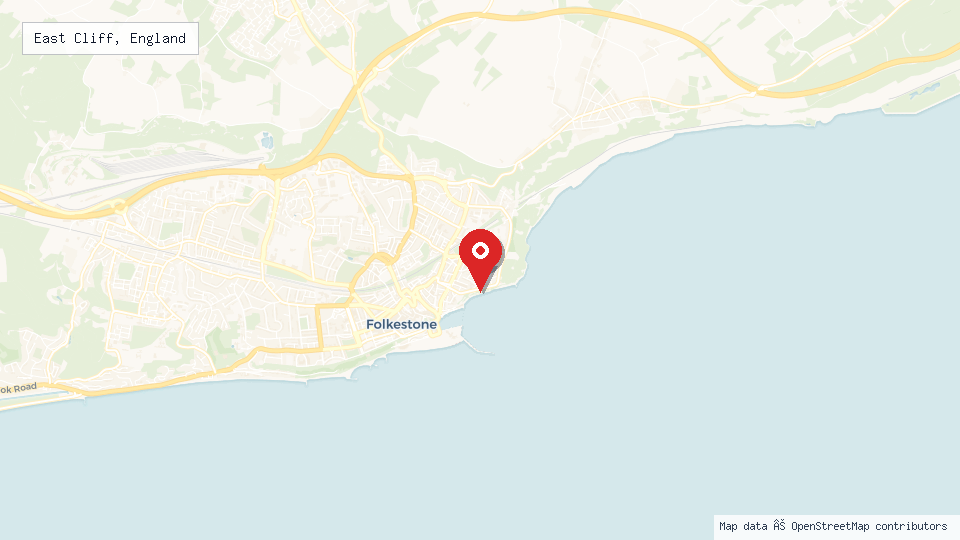 Street map of East Cliff, England with location pin