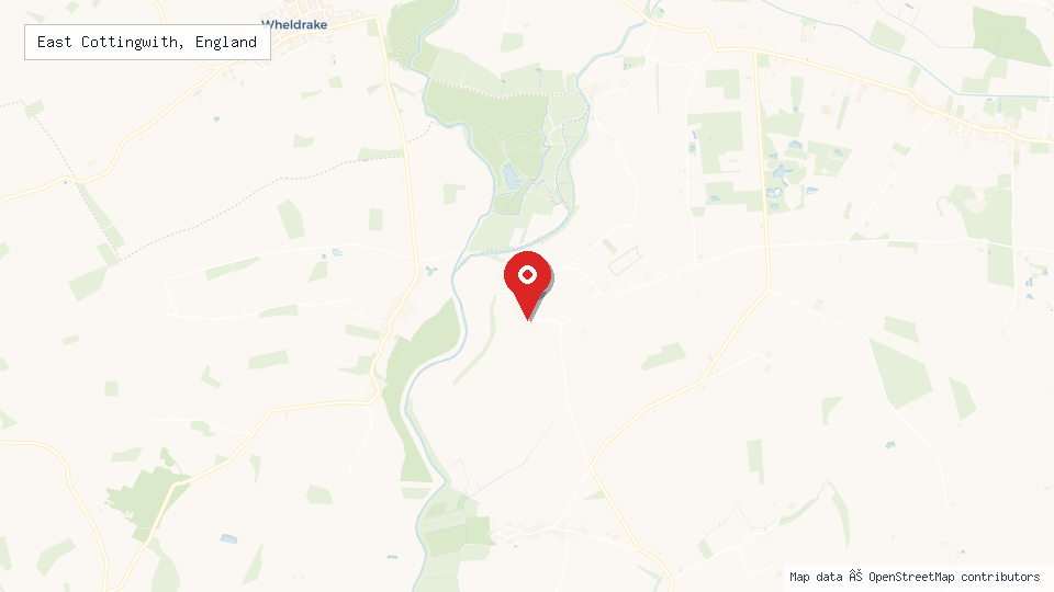 Street map of East Cottingwith, England with location pin