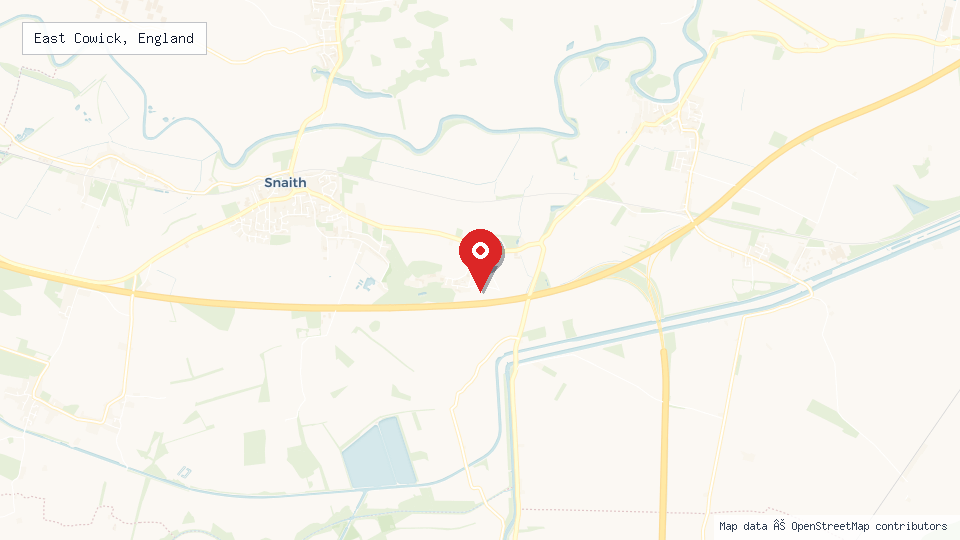 Street map of East Cowick, England with location pin