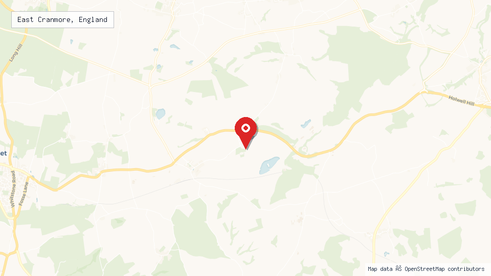 Street map of East Cranmore, England with location pin