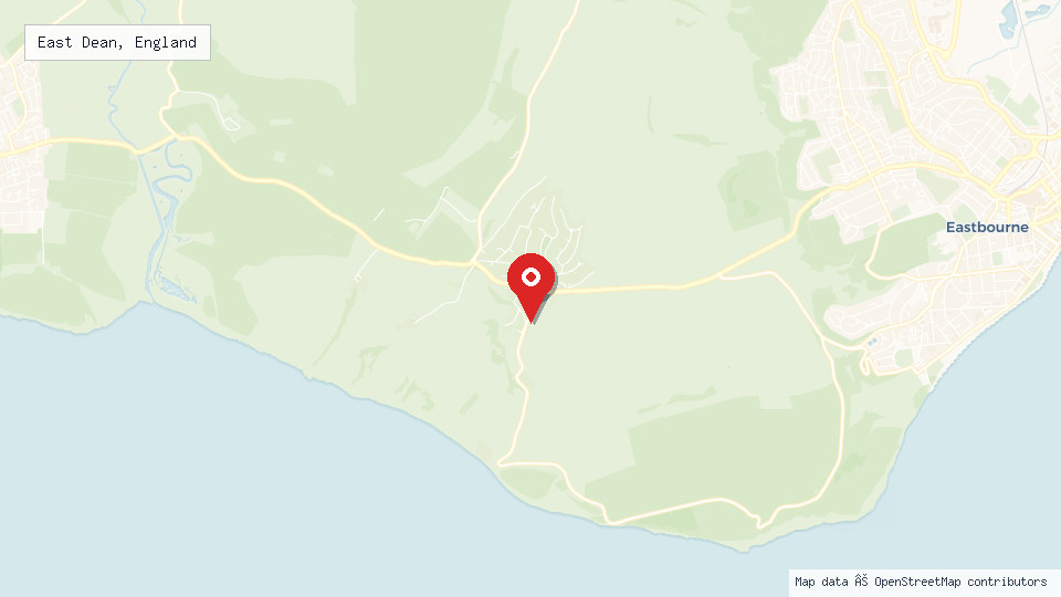 Street map of East Dean, England with location pin