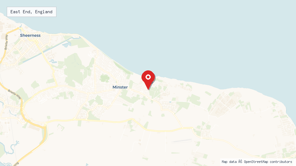 Street map of East End, England with location pin