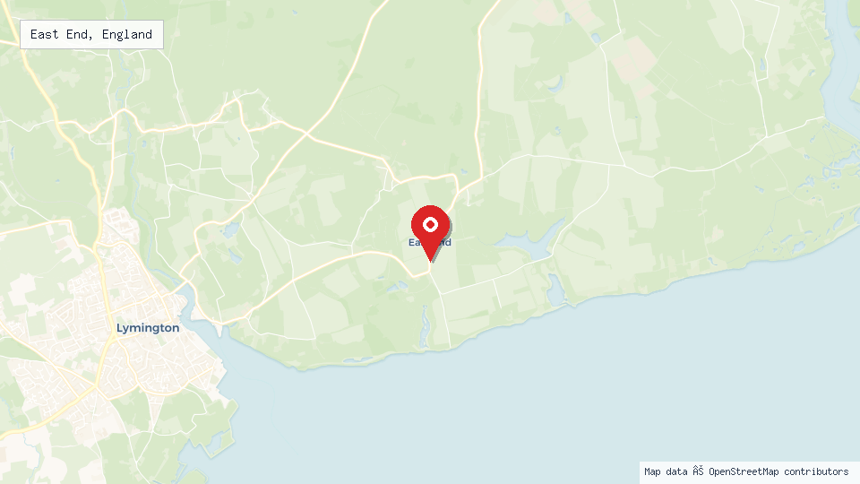 Street map of East End, England with location pin