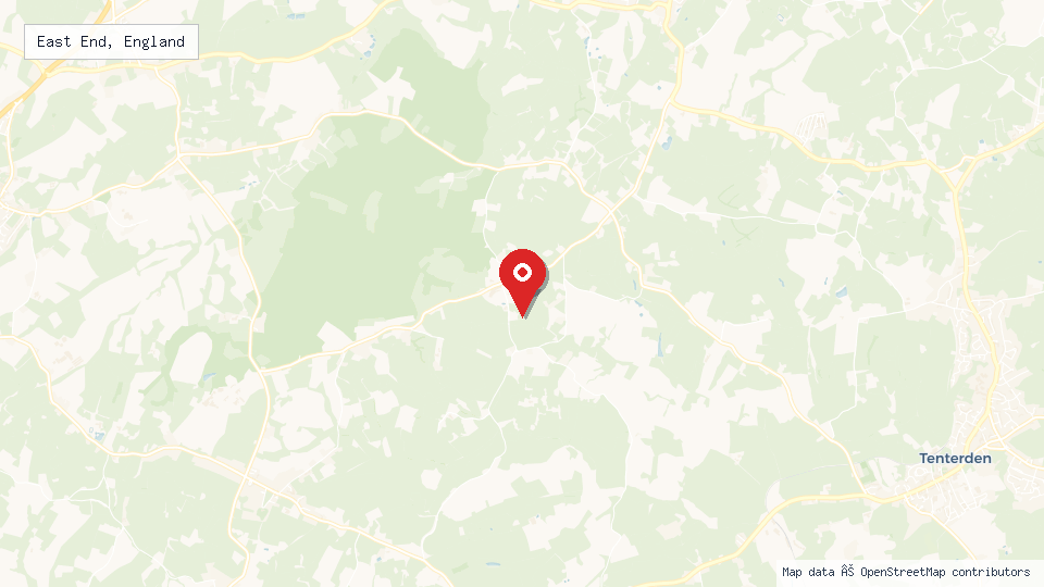 Street map of East End, England with location pin