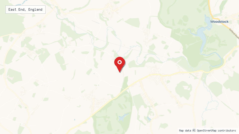 Street map of East End, England with location pin